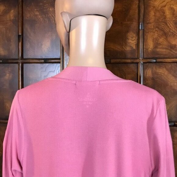 NWOT Cuddl Duds Pink Ribbed Knit High Slit Open Front Duster Cardigan - Picture 8 of 11